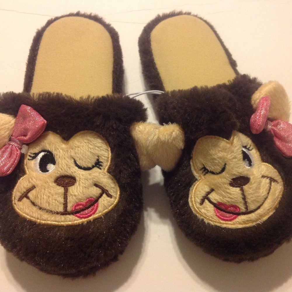 Winking Monkey Girl Slippers